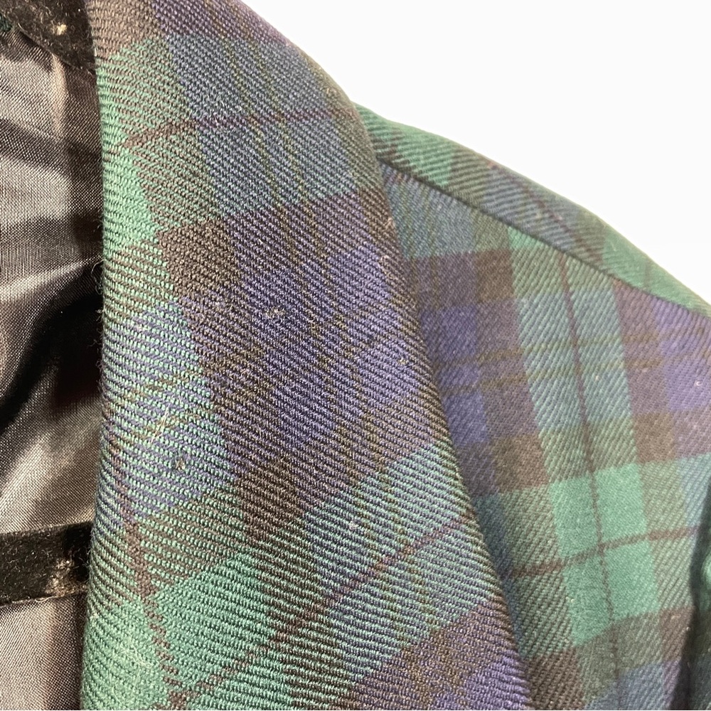Vintage 12P Pendleton Wool Green and Blue Plaid Tartan Blazer Jacket - Picture 3 of 10